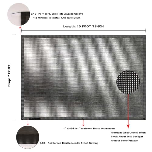 Image of RV Awning Mesh Sun Shade Screen for Motorhome Camper Trailer Sunshade