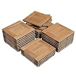 Yaheetech 27 Pcs Decking Tiles - 30×30cm Fir Wooden Floor Tiles & Interlocking Deck Tiles for Outdoor & Indoor Patio Garden Balcony Poolside, Natural Wood