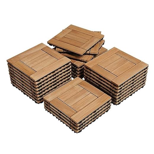 27PCS Interlocking Wood Deck Tiles