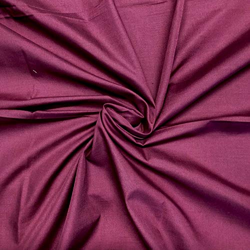 Bini Fabrics Pure Cotton Poplin 33/36" Width, Pure Cotton Poplin Fabric, Burgundy, Can Be Used for Dresses, Crafting Ect. (5 Meter)