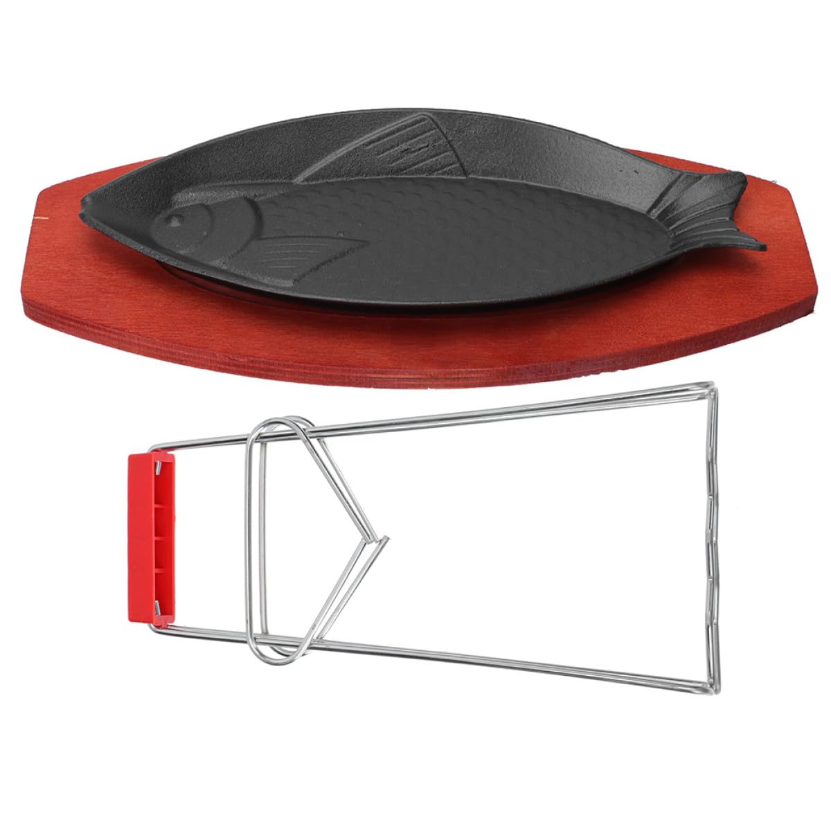 Poêle à Griller en Fer Plateau de Cuisson de Poisson, Design Compact et Facile à Ranger pour Steak et Barbecue Maison