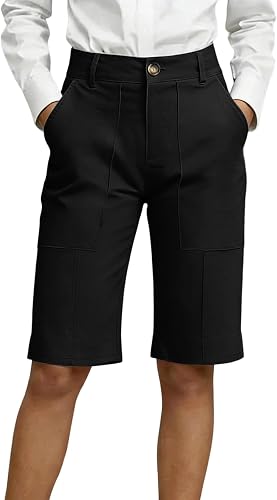 Knee Length Shorts Women Dressy Athletic High Waisted Beach Vacation Bermuda Cro