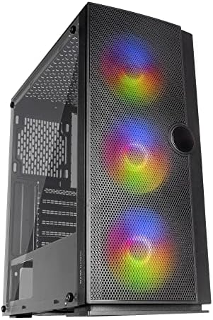 MARSGAMING MCMESHW White Gaming PC Case Micro ATX Total Mesh Design 3x Fans FRGB