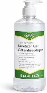 6pcs One Step Made in Canada Hand Sanitizer Gel – 1L Pump Bottles - 75% Alcohol Pump Desinfectant - Refillable Discovery Pack - Ideal Use For Business, Office, Family, School & Travel - Case of 6 Bottles / 1L each