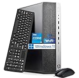 HP EliteDesk 800 G3 SFF - Ordenador de sobremesa (Intel Core i5-7500, 8 GB de RAM, 256 GB SSD, WiFi, Bluetooth, teclado QWERTY de EE.UU., Windows 11 Pro (reacondicionado)