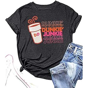 Coffee-Shirt-for-Women-Dunkie-Junkie-T-Shirts-Funny-Letter-Print-Short-Sleeve-Casual-Tee-Tops Coffee Shirt for Women Dunkie Junkie T Shirts Funny Letter Print Short Sleeve Casual Tee Tops