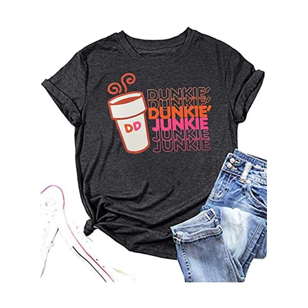 Coffee-Shirt-for-Women-Dunkie-Junkie-T-Shirts-Funny-Letter-Print-Short-Sleeve-Casual-Tee-Tops Coffee Shirt for Women Dunkie Junkie T Shirts Funny Letter Print Short Sleeve Casual Tee Tops
