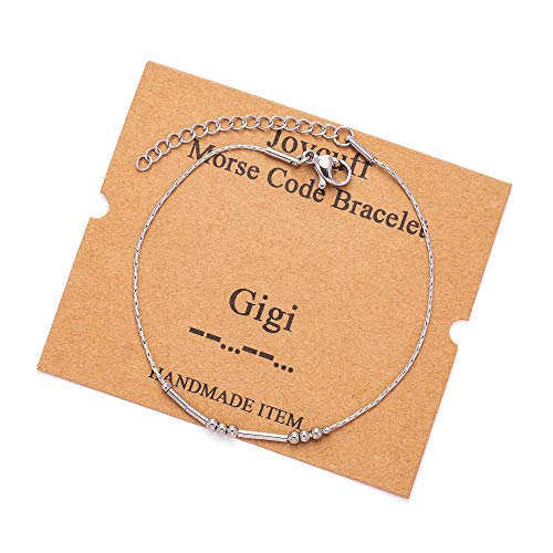 Image of JoycuFF Inspirational Morse Code Bracelets for Women Silver Beads Jewelry Encouragement Mantra Gifts for Her