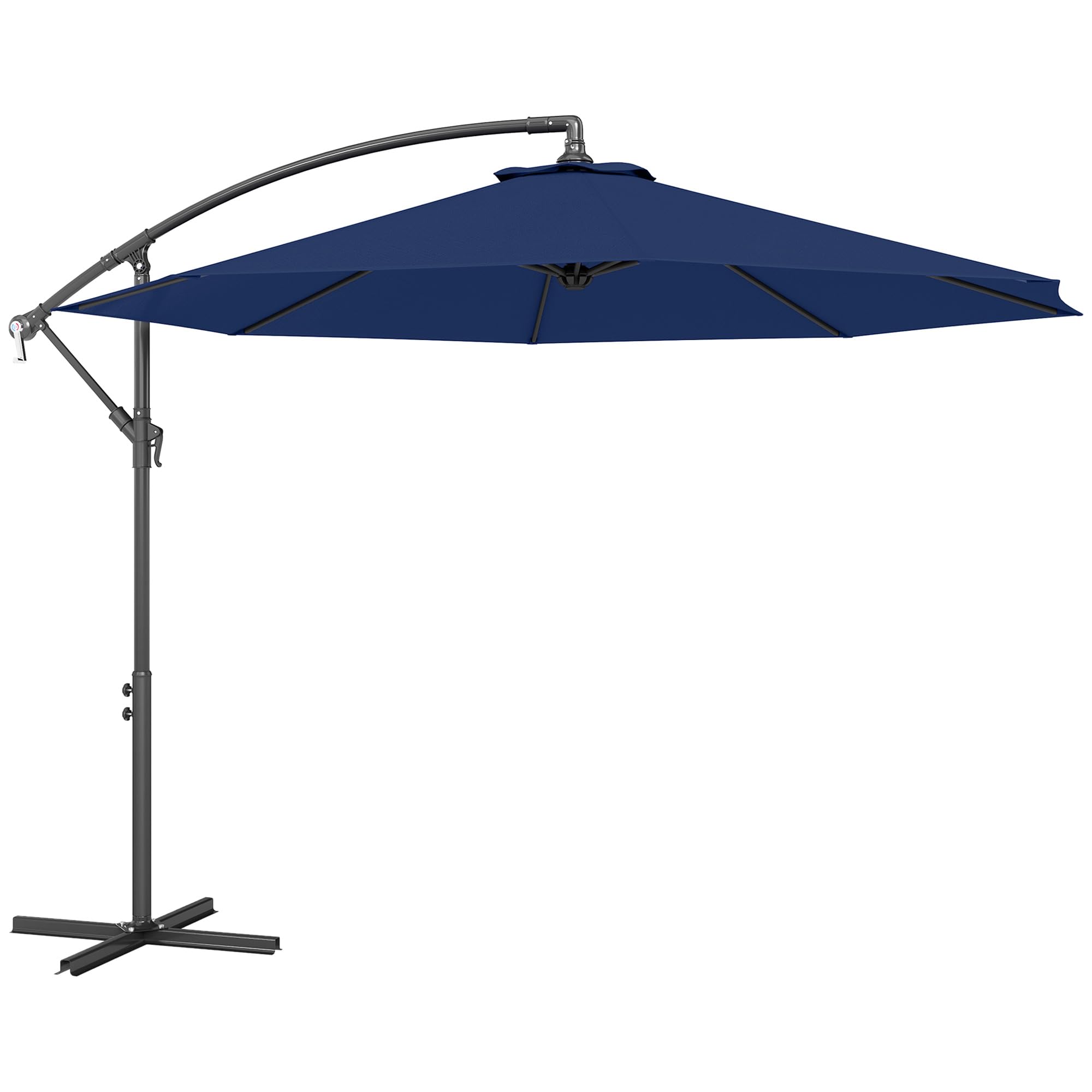 Outsunny 10' Deluxe Patio Umbrella, Outdoor Market Parasol, Banana Hanging Offset Sunshade with Crank, Cross Base image 3