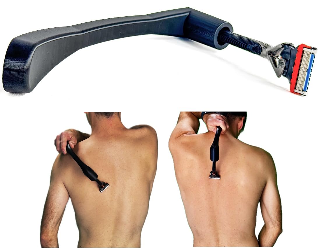 Rallonge de rasoir dorsal - Support de rasoir pour rasage du dos - Compatible entre autres avec Gillette Fusion5, ProGlide, Mach3 - Aide au rasage - Fabriqué en Allemagne (avec cale de