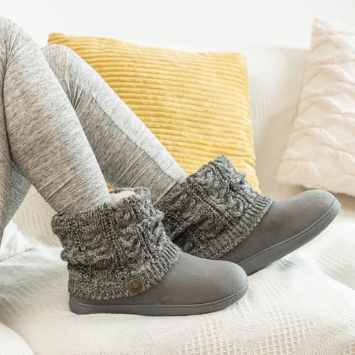 FamilyFairy Women's Woolen Yarn Knit Bootie Slippers Comfy Warm Plush Fleece Memory Foam House Shoes for Indoor Outdoor2