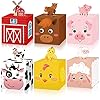 Outus 48 Pack Farm Animal Party Favor Boxes Farm Animals Gift Boxes Barnyard Happy Birthday Candy Treat Boxes Farmhouse Animal Party Favor Goody Bags for Kid Baby Shower Birthday Party Supplies