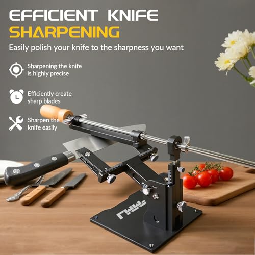 Adjustable Knife Sharpening Kit - Diamond Stones from Repair (320) to Polish (2000) for Dull Blades | Angle Guide for Chef, Hunting, Pocket Knives