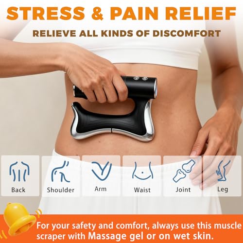 Electric Muscle Scraper Tool with Vibration,Massage& Heat, Portable Gua Sha Massager for Full Body Muscle Recovery, Relaxation, and Pain Relief (Black) - Image 5