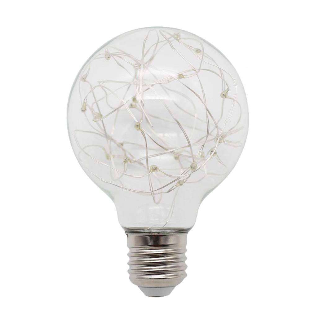Confezione da 4 lampadine LED notturne G80, con effetto fuochi d'artificio 3D, filo di rame String Home Decoration E27 Edison lampadina 3 W 220 – 240 V senza sfarfallio, luce bianca calda