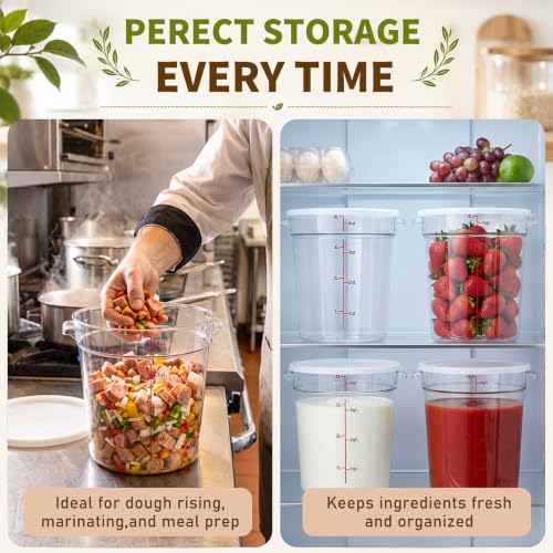 Image of Ziliny 1 Pcs 4 Qt Dough Proofing Container with Lid and Red Scale, White