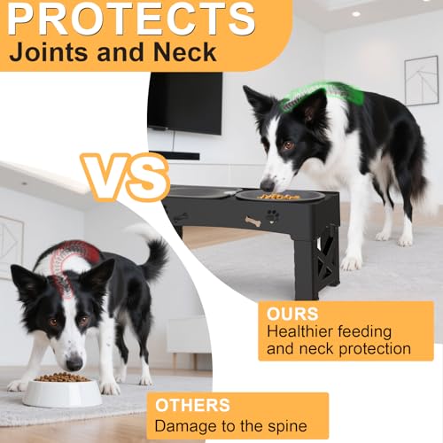 Raised Dog Bowls,5 Height Adjustable Elevated Dog Bowl Stand (8.2cm/22cm/25cm/28cm/31cm) for Small Medium Large Dogs,Tool-Free Raised Dog Feeder with Slow Feeder & No Spill Water Bowl - Image 4