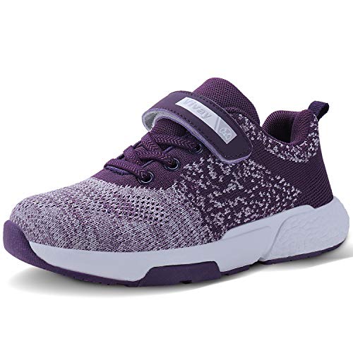 Vivay Girls Tennis Shoes Breathable Athletic Running Sneakers Casual Walking Shoes for Girls(2-Purple,Size 12 Little Kid)
