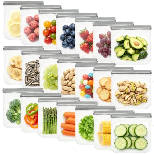 Image of 20Pack Extra Thick Silicone Gallon Freezer Bags, Reusable Sandwich & Storage Bags - Eco-Friendly Reusable Lock Bags, Freezer Storage Bags, Safe for Cooking, Dishwasher & Organization