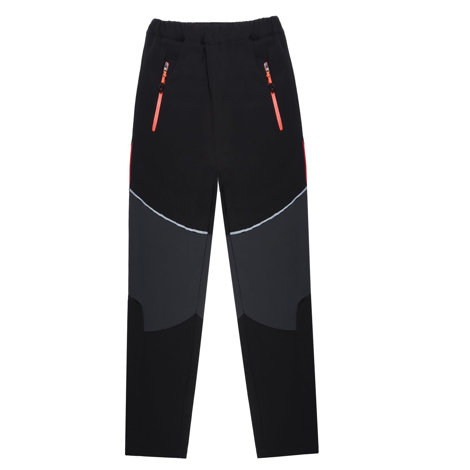 BWBIKE Pantalones de Nieve para Niños con Forro Polar Térmico Forrado al Agua y al Viento, Pantalones de Esquí de Invierno Softshell para Exteriores con Bolsillos con Cremallera para Niños y Niñas