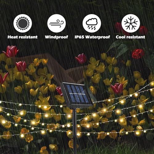 Solar Fairy Lights Outdoor Garden, 2Pack 240 LED 24M/92FT Solar Lights Outdoor Garden Waterproof, 8 Modes String Light for Patio Yard Party, Balcony, Wedding, Trees, Fence (Warm White) - Image 6