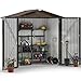 YITAHOME Gartenhaus, abschließbar, verzinktes Metall, Outdoor-Schuppen, wasserdicht, mit 4 Lüftungsschlitzen für Fahrrad, Werkzeug, Rasenmäher, Braun, 171 x 118 x 184 cm