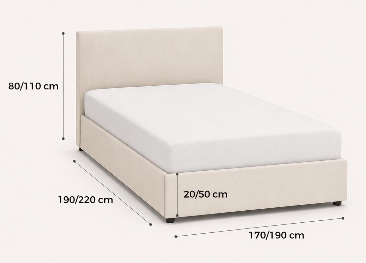 BIANCHERIAWEB Vestiletto Giroletto Effetto Velluto Estensibile Tinta Unita MOD. Perfetto Matrimoniale Panna