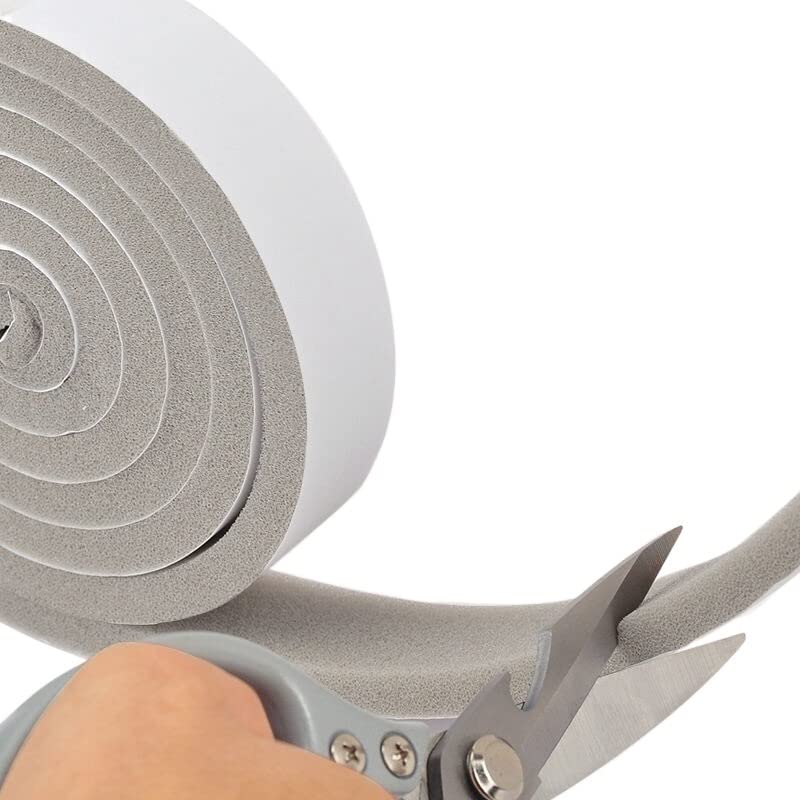 2Rolls Door Window Sealing Strips Sound-Proof Door Window Foam Back Noise Insulation Excluder Tape Dust-proof Sealing Strip(Gray 1.5cm 2 rolls)