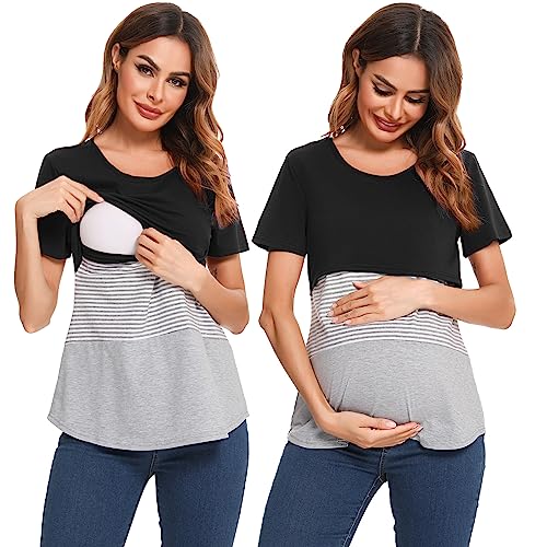 Bresdk Premamá Tops Camisas De Lactancia Materna De Manga Corta para Mujeres