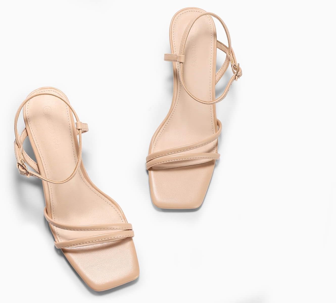 Coutgo Womens Strappy Low Kitten Heels Square Open Toe Sandals Ankle Strap Comfortable Summer Dressy Shoes - Image 6