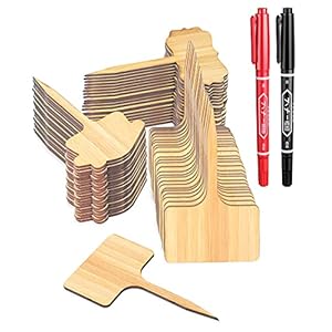 75 stuks bamboe plantenlabels met 2 markeerpennen, 3-vormen waterdichte tuinlabels plantenmarkeringen (T-type, huis, vlinder), 25 stuks elk, coating plantlabels voor tuinbloemen groenten potzaad, 10* 6 cm
