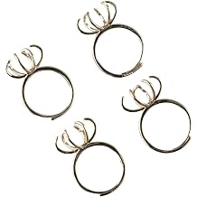 4 Prong Ring Blank, 6 Prong Ring Setting, Adjustable Brass Ring Base for Jewelry Making, DIY Bracelet Necklace, Fits 12-16mm Irregular Stones