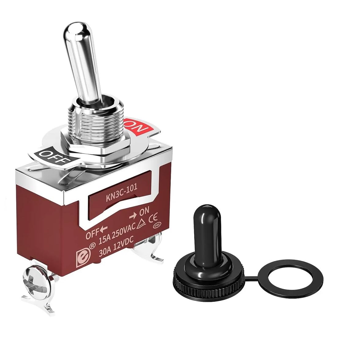 Single Pole Toggle Switch - ON OFF - Screw Connection - 15A 250VAC 20A 125VAC 30A 12VDC - Bag of 2 Units