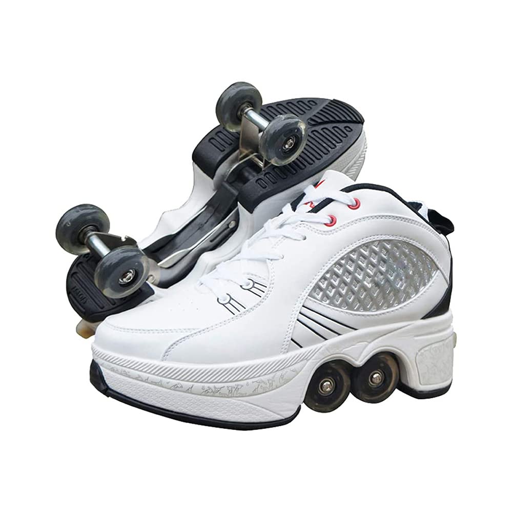 Rolschaatsschoenen met Ledlicht,Roller Sneakers Deform Wheel Skates Dames Skates Vierwielig Geschikt Voor Beginners Vrijetijdsschoenen,EUR41