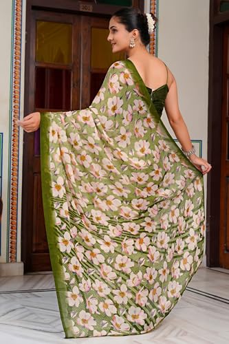 Image of MIRCHI FASHION Women Saree | Chiffon Floral Printed Lightweight Office Wear Sari with Blouse