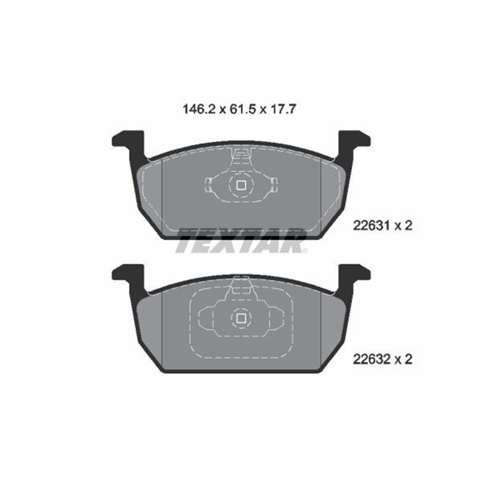 TEXTAR Juego de pastillas de freno Delantero no preparado para indicador de desgaste 2263101 Juego de pastillas de freno Compatible con SEAT Leon ST 5F8, VW Polo VI AW1, BZ1, AE1 T-Cross C11 | 2263101 para A1 Arona Ibiza Leon Kamiq