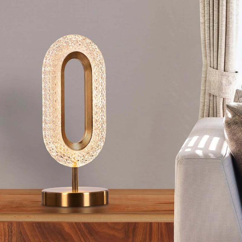 Drumstone(𝐎𝐜𝐭𝐨𝐛𝐞𝐫 Special 𝟐𝟎 Years Luxurious Crystal Desk Lamp, Matte Gold Frame, Acrylic Crystal-Inspired Shade, Dimmable LED, 3 Lighting Modes, Elegant Modern Lighting for Living Room-image-4
