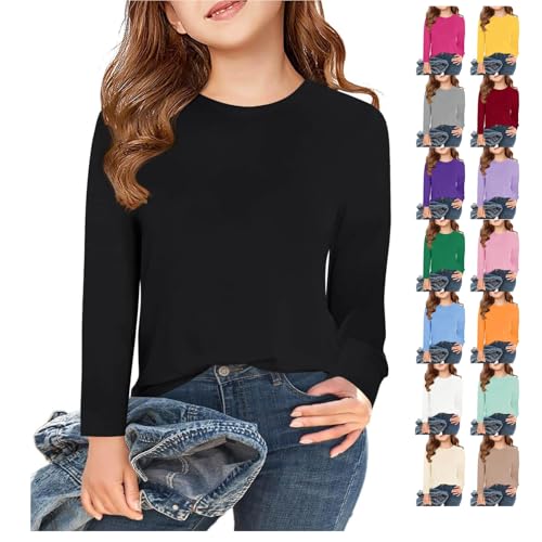 Girl Casual Short Sleeve T Shirts Solid Color Tee Blouse Kids Loose Tunic Tops Little Girls Clothes