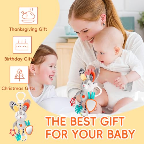 Image of Baby Hanging Toys 0-12 Months - Interactive Stroller & Car Seat Toy with Jingle Sounds, Clinking Rings & Detachable Links | Safe Developmental Toys for Activity Gyms, Infant Baby Crib Mobile