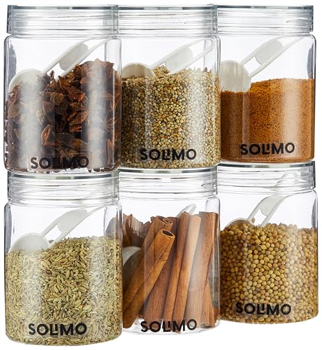 Amazon Brand - Solimo Plastic Storage Jar & Containers Set With S...