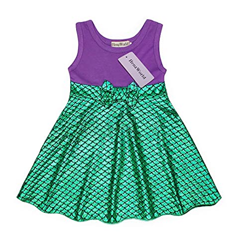 Henzworld Mermaid Dress Princess Costume Short Dress Up For Toddler Girls With Headband Pretend Play Cosplay Mermaid Gifts Green Skirt 2T, 1-2 Years #TOP6