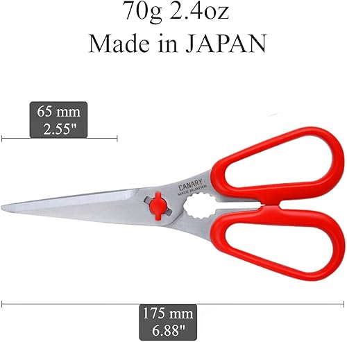 Miniatura 2 de CANARY Tijeras japonesas para alimentos de 17,3 cm, ligeras, fabricadas en JAPÓN, aptas para lavavajillas, hoja desmontable, tijeras de cocina
