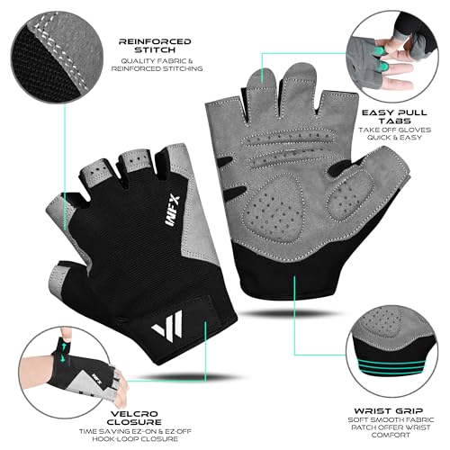 WESTWOOD FOX Fitnesshandschuhe für das Fitnesstraining rutschfest stoßdämpfend Gewichtheberhandschuhe gepolsterter Griff atmungsaktiv Fingerlose Trainingsunterstützung (Without Support, L)