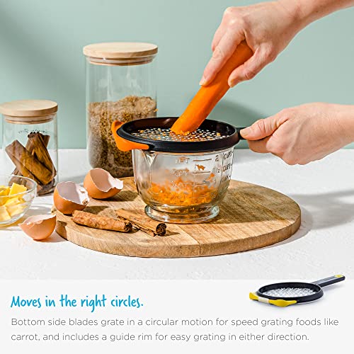 Dreamfarm Ograte Two-Sided Medium Food & Vegetable Speed-Grater with Non-Slip Bowl Hook & Foot - 3mm Medium Grater, Yellow by Dreamfarm - Image 5