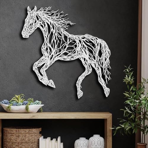 Décoration murale métal cheval géométrique noir 60x60cm pour salon - 5