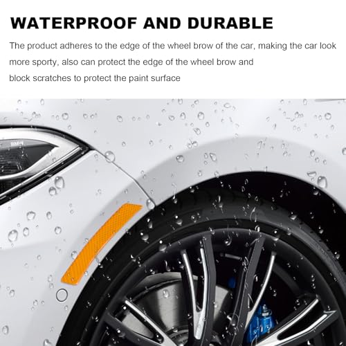 Image of 2 PCS Car Reflective Trim Side Marker Stickers, Automotive Exterior Reflector Guard Warning Sticker, Safety Reflective Strip for Car SUV Truck Wheel or Side Bumper Fenders (Yellow)