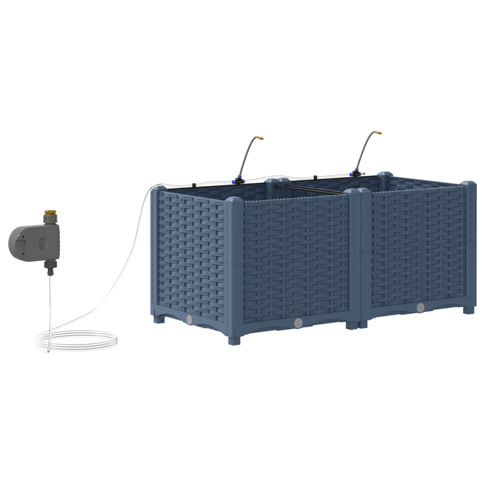 Maceta rectangular gris 80 x 40 x 37,5 cm PP 2 unidades | Resistente a la intemperie, diseño moderno, para terraza y jardín, fácil montaje