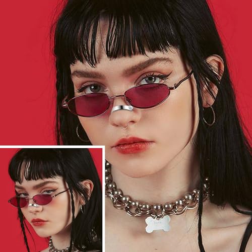 Nose Chain Spike Nose Rings Studs Surgical Steel Across Top Nose Piercing Jewelry Nostril Chain for Women Men Double Nose Piercing Nostril Bridge Jewelry, Black Silver4