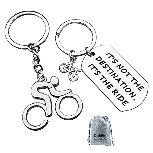 Cycling Gift Bicycle Inspirational Keychain Bike Motorcycle Gift It’s Not The Destination Bicycle Encourage Key chain ring Jewelry Cyclist Gifts Bike Riding Gifts for New Driver Biker（2 pack）