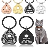 Goth Cat Tags Personalized Halloween Gifts for Dogs, Spooky Pet ID Tags,Boo Basket Stuffers, Summon My Mom Dad,Custom Anti-Lost Dog Name Collar Plate for Small Large Dogs Cats
